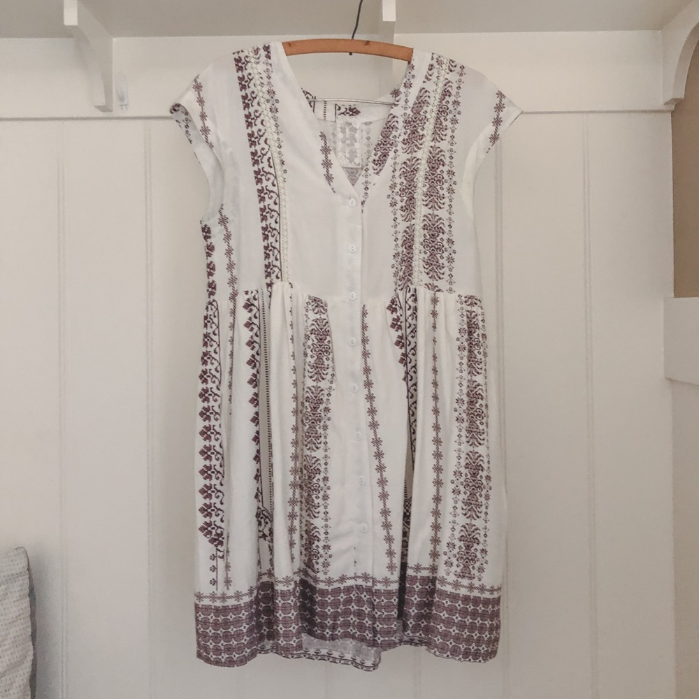 Cream patterned dress